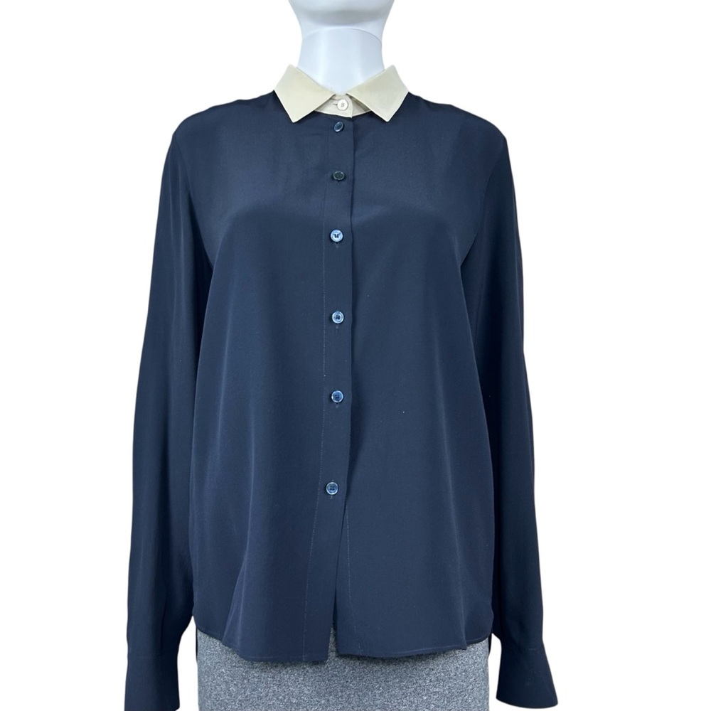 Stella McCartney Silk Crepe Long Sleeve Blouse Shirt Size 8 Preppy Academia Top - Picture 3 of 16